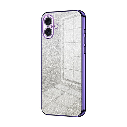Gradient Glitter Powder Electroplated Phone Case, For iPhone 16 Pro, For iPhone 16 Plus, For iPhone 16