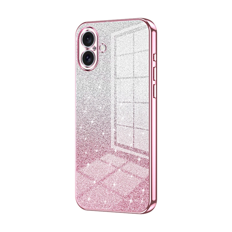 Gradient Glitter Powder Electroplated Phone Case, For iPhone 16 Pro, For iPhone 16 Plus, For iPhone 16