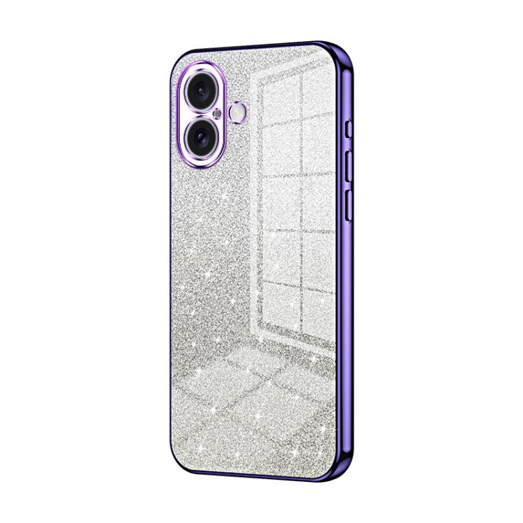 Gradient Glitter Powder Electroplated Phone Case, For iPhone 16 Pro, For iPhone 16 Plus, For iPhone 16