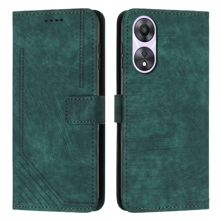 Skin Feel Stripe Pattern Leather Phone Case with Lanyard, For OPPO Reno11 5G Global, For OPPO Reno11 Pro Global, For OPPO A58 / A78