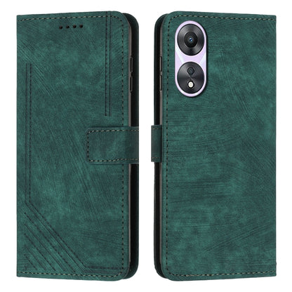 Skin Feel Stripe Pattern Leather Phone Case with Lanyard, For OPPO Reno11 5G Global, For OPPO Reno11 Pro Global, For OPPO A58 / A78