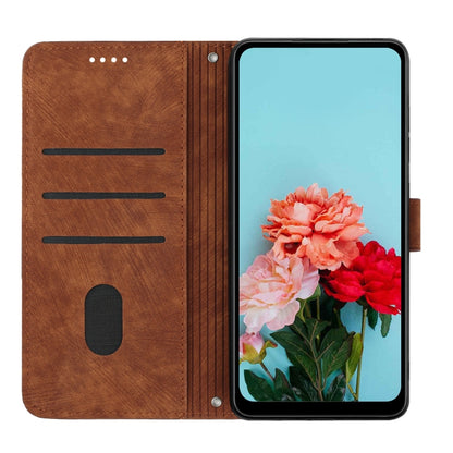 Skin Feel Stripe Pattern Leather Phone Case with Lanyard, For OPPO Reno11 5G Global, For OPPO Reno11 Pro Global, For OPPO A58 / A78