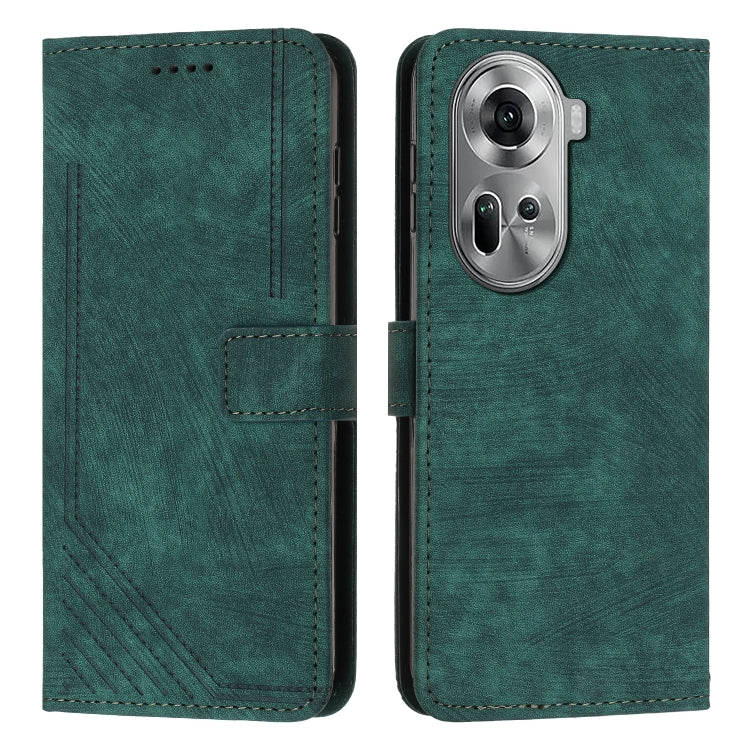 Skin Feel Stripe Pattern Leather Phone Case with Lanyard, For OPPO Reno12 5G Global, For OPPO A3 Pro Global, For OPPO Reno11 5G Global, For OPPO Reno11 Pro Global