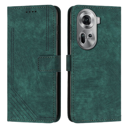 Skin Feel Stripe Pattern Leather Phone Case with Lanyard, For OPPO Reno12 5G Global, For OPPO A3 Pro Global, For OPPO Reno11 5G Global, For OPPO Reno11 Pro Global