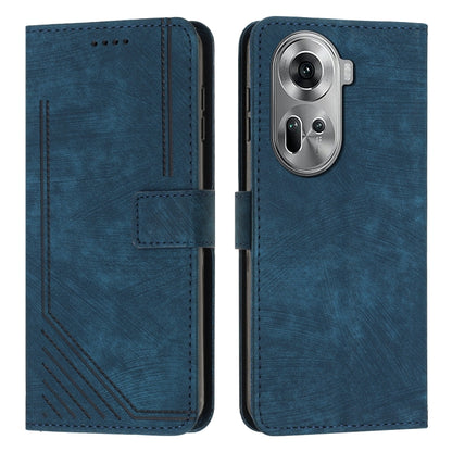 Skin Feel Stripe Pattern Leather Phone Case with Lanyard, For OPPO Reno12 5G Global, For OPPO A3 Pro Global, For OPPO Reno11 5G Global, For OPPO Reno11 Pro Global