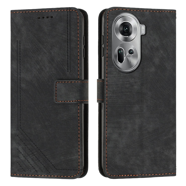 Skin Feel Stripe Pattern Leather Phone Case with Lanyard, For OPPO Reno12 5G Global, For OPPO A3 Pro Global, For OPPO Reno11 5G Global, For OPPO Reno11 Pro Global