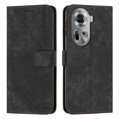 Skin Feel Stripe Pattern Leather Phone Case with Lanyard, For OPPO Reno12 5G Global, For OPPO A3 Pro Global, For OPPO Reno11 5G Global, For OPPO Reno11 Pro Global