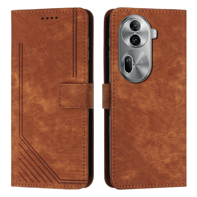 Skin Feel Stripe Pattern Leather Phone Case with Lanyard, For OPPO Reno12 5G Global, For OPPO A3 Pro Global, For OPPO Reno11 5G Global, For OPPO Reno11 Pro Global