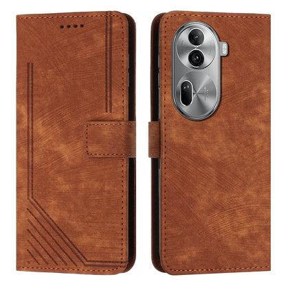 Skin Feel Stripe Pattern Leather Phone Case with Lanyard, For OPPO Reno12 5G Global, For OPPO A3 Pro Global, For OPPO Reno11 5G Global, For OPPO Reno11 Pro Global