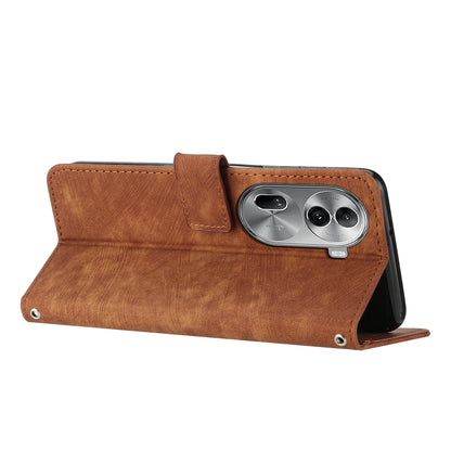 Skin Feel Stripe Pattern Leather Phone Case with Long Lanyard