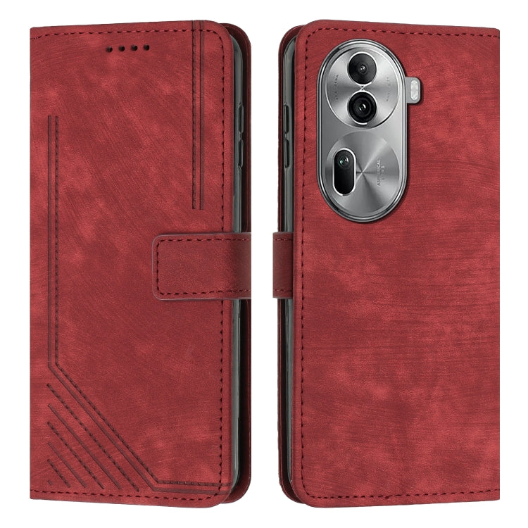 Skin Feel Stripe Pattern Leather Phone Case with Lanyard, For OPPO Reno12 5G Global, For OPPO A3 Pro Global, For OPPO Reno11 5G Global, For OPPO Reno11 Pro Global