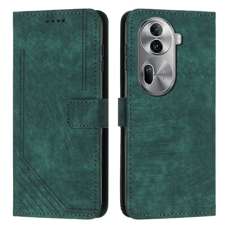Skin Feel Stripe Pattern Leather Phone Case with Lanyard, For OPPO Reno12 5G Global, For OPPO A3 Pro Global, For OPPO Reno11 5G Global, For OPPO Reno11 Pro Global