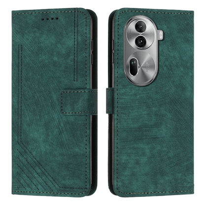 Skin Feel Stripe Pattern Leather Phone Case with Lanyard, For OPPO Reno12 5G Global, For OPPO A3 Pro Global, For OPPO Reno11 5G Global, For OPPO Reno11 Pro Global