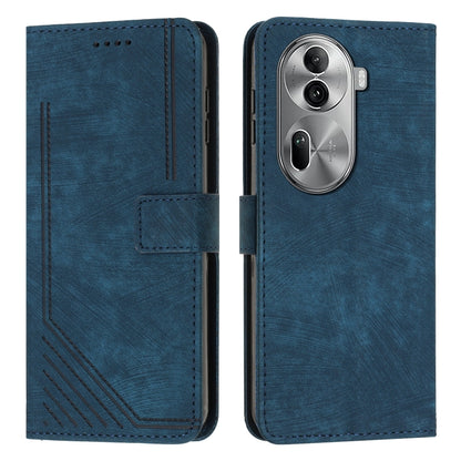 Skin Feel Stripe Pattern Leather Phone Case with Lanyard, For OPPO Reno12 5G Global, For OPPO A3 Pro Global, For OPPO Reno11 5G Global, For OPPO Reno11 Pro Global