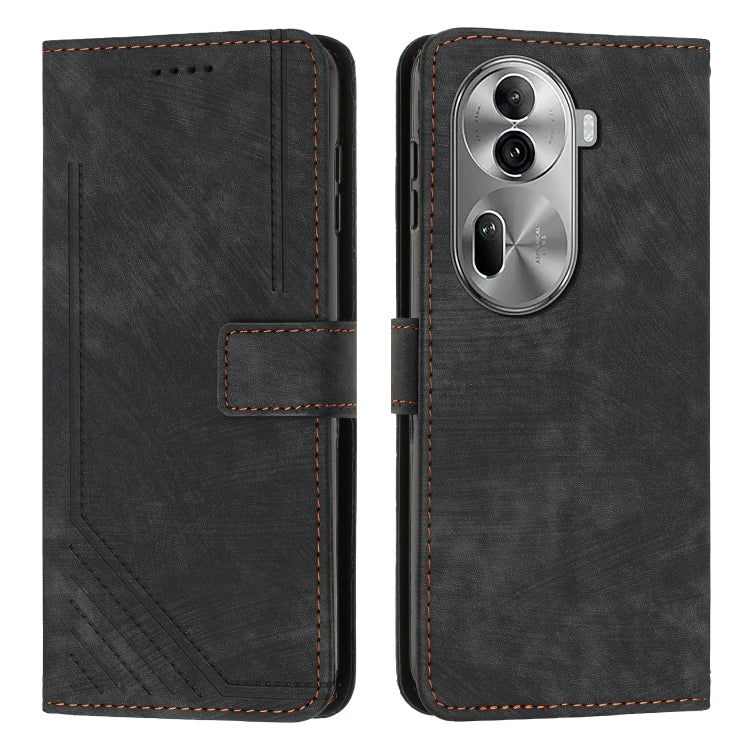 Skin Feel Stripe Pattern Leather Phone Case with Lanyard, For OPPO Reno12 5G Global, For OPPO A3 Pro Global, For OPPO Reno11 5G Global, For OPPO Reno11 Pro Global