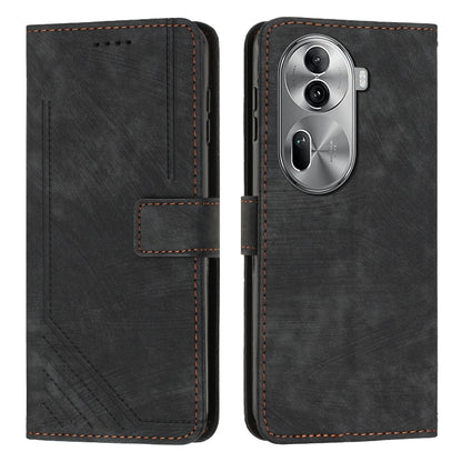 Skin Feel Stripe Pattern Leather Phone Case with Lanyard, For OPPO Reno12 5G Global, For OPPO A3 Pro Global, For OPPO Reno11 5G Global, For OPPO Reno11 Pro Global