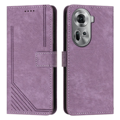 Skin Feel Stripe Pattern Leather Phone Case with Lanyard, For OPPO Reno12 5G Global, For OPPO A3 Pro Global, For OPPO Reno11 5G Global, For OPPO Reno11 Pro Global