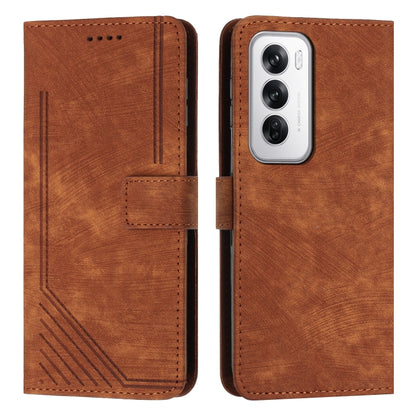 Skin Feel Stripe Pattern Leather Phone Case with Lanyard, For OPPO Reno12 5G Global, For OPPO A3 Pro Global, For OPPO Reno11 5G Global, For OPPO Reno11 Pro Global