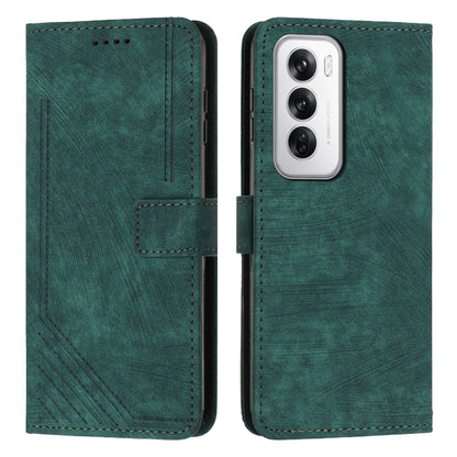 Skin Feel Stripe Pattern Leather Phone Case with Lanyard, For OPPO Reno12 5G Global, For OPPO A3 Pro Global, For OPPO Reno11 5G Global, For OPPO Reno11 Pro Global