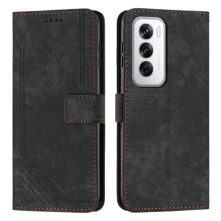 Skin Feel Stripe Pattern Leather Phone Case with Lanyard, For OPPO Reno12 5G Global, For OPPO A3 Pro Global, For OPPO Reno11 5G Global, For OPPO Reno11 Pro Global