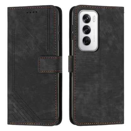 Skin Feel Stripe Pattern Leather Phone Case with Lanyard, For OPPO Reno12 5G Global, For OPPO A3 Pro Global, For OPPO Reno11 5G Global, For OPPO Reno11 Pro Global