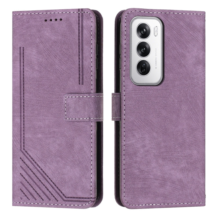 Skin Feel Stripe Pattern Leather Phone Case with Lanyard, For OPPO Reno12 5G Global, For OPPO A3 Pro Global, For OPPO Reno11 5G Global, For OPPO Reno11 Pro Global