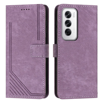 Skin Feel Stripe Pattern Leather Phone Case with Lanyard, For OPPO Reno12 5G Global, For OPPO A3 Pro Global, For OPPO Reno11 5G Global, For OPPO Reno11 Pro Global