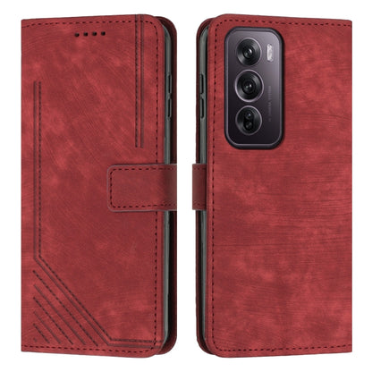 Skin Feel Stripe Pattern Leather Phone Case with Lanyard, For OPPO A5 Pro 5G Global, For OPPO Reno13 Pro Global, For OPPO Reno13 5G Global, For OPPO Reno12 Pro Global