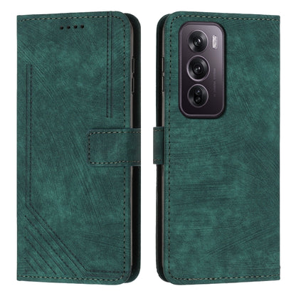 Skin Feel Stripe Pattern Leather Phone Case with Lanyard, For OPPO A5 Pro 5G Global, For OPPO Reno13 Pro Global, For OPPO Reno13 5G Global, For OPPO Reno12 Pro Global