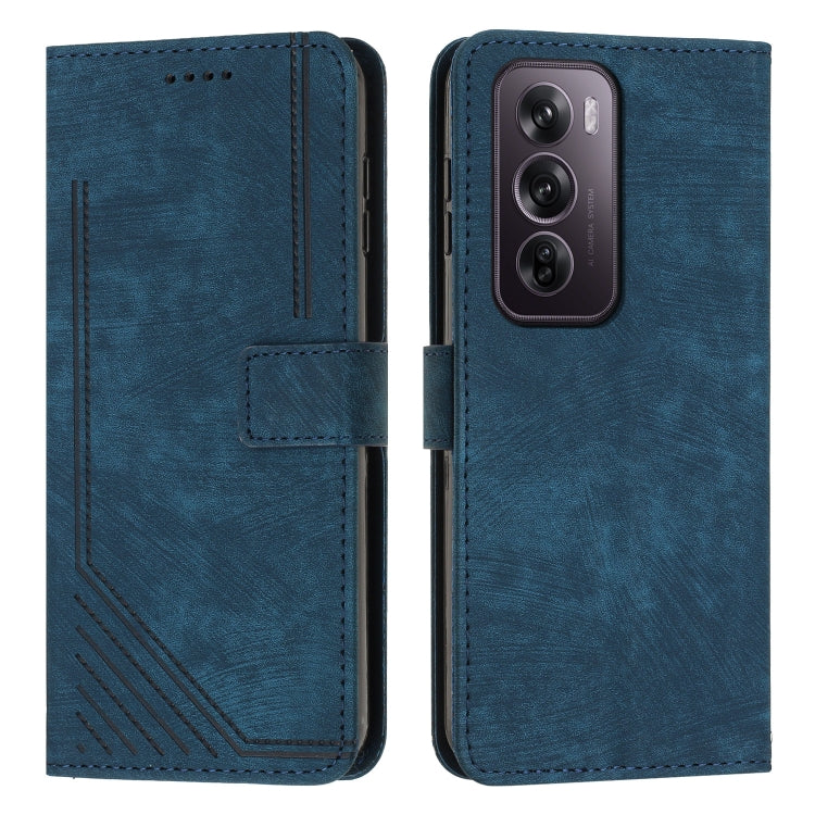 Skin Feel Stripe Pattern Leather Phone Case with Lanyard, For OPPO A5 Pro 5G Global, For OPPO Reno13 Pro Global, For OPPO Reno13 5G Global, For OPPO Reno12 Pro Global