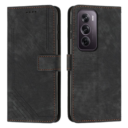 Skin Feel Stripe Pattern Leather Phone Case with Lanyard, For OPPO Reno13 5G Global, For OPPO Reno12 Pro Global, For OPPO Reno12 5G Global, For OPPO A3 Pro Global