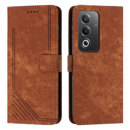 Skin Feel Stripe Pattern Leather Phone Case with Lanyard, For OPPO Reno12 5G Global, For OPPO A3 Pro Global, For OPPO Reno11 5G Global, For OPPO Reno11 Pro Global