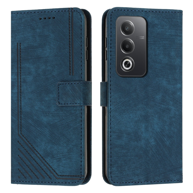 Skin Feel Stripe Pattern Leather Phone Case with Lanyard, For OPPO Reno12 5G Global, For OPPO A3 Pro Global, For OPPO Reno11 5G Global, For OPPO Reno11 Pro Global
