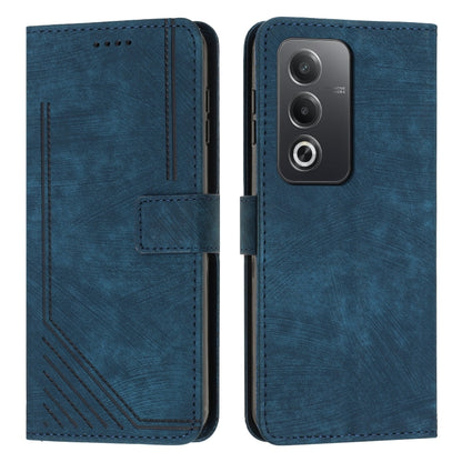 Skin Feel Stripe Pattern Leather Phone Case with Lanyard, For OPPO Reno12 5G Global, For OPPO A3 Pro Global, For OPPO Reno11 5G Global, For OPPO Reno11 Pro Global