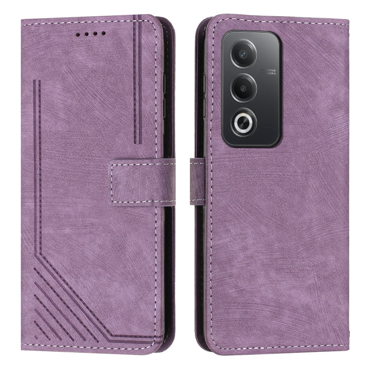 Skin Feel Stripe Pattern Leather Phone Case with Lanyard, For OPPO Reno12 5G Global, For OPPO A3 Pro Global, For OPPO Reno11 5G Global, For OPPO Reno11 Pro Global