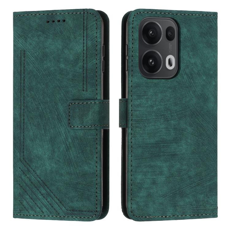 Skin Feel Stripe Pattern Leather Phone Case with Lanyard, For OPPO A5 Pro 5G Global, For OPPO Reno13 Pro Global, For OPPO Reno13 5G Global, For OPPO Reno12 Pro Global