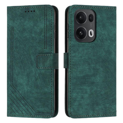 Skin Feel Stripe Pattern Leather Phone Case with Lanyard, For OPPO A5 Pro 5G Global, For OPPO Reno13 Pro Global, For OPPO Reno13 5G Global, For OPPO Reno12 Pro Global