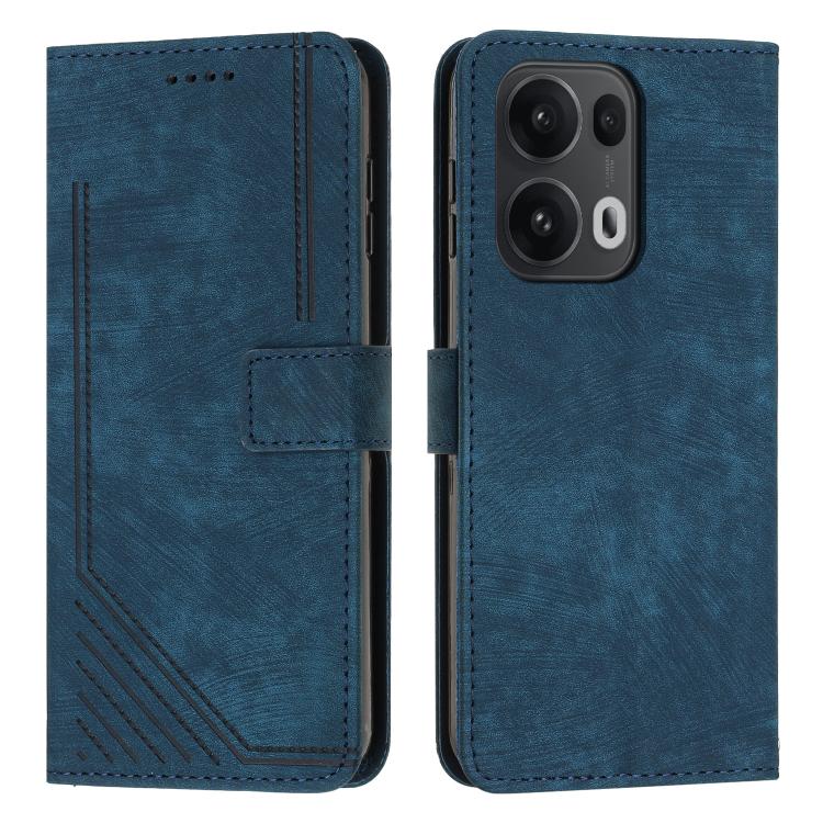 Skin Feel Stripe Pattern Leather Phone Case with Lanyard, For OPPO A5 Pro 5G Global, For OPPO Reno13 Pro Global, For OPPO Reno13 5G Global, For OPPO Reno12 Pro Global