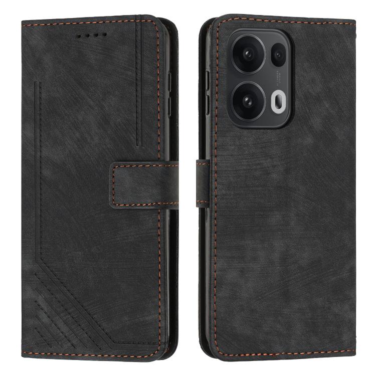 Skin Feel Stripe Pattern Leather Phone Case with Lanyard, For OPPO A5 Pro 5G Global, For OPPO Reno13 Pro Global, For OPPO Reno13 5G Global, For OPPO Reno12 Pro Global