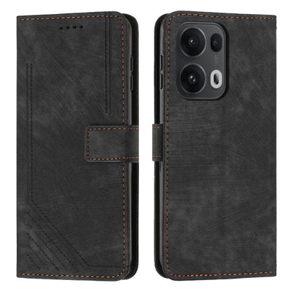 Skin Feel Stripe Pattern Leather Phone Case with Lanyard, For OPPO A5 Pro 5G Global, For OPPO Reno13 Pro Global, For OPPO Reno13 5G Global, For OPPO Reno12 Pro Global