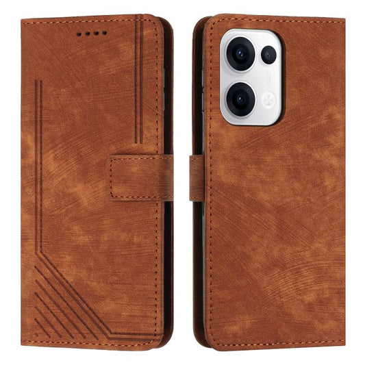 Skin Feel Stripe Pattern Leather Phone Case with Lanyard, For OPPO Reno13 5G Global, For OPPO Reno12 Pro Global, For OPPO Reno12 5G Global, For OPPO A3 Pro Global