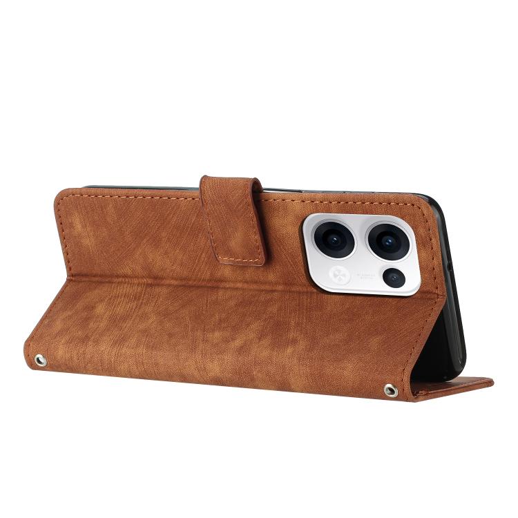 Skin Feel Stripe Pattern Leather Phone Case with Lanyard, For OPPO Reno13 5G Global, For OPPO Reno12 Pro Global, For OPPO Reno12 5G Global, For OPPO A3 Pro Global