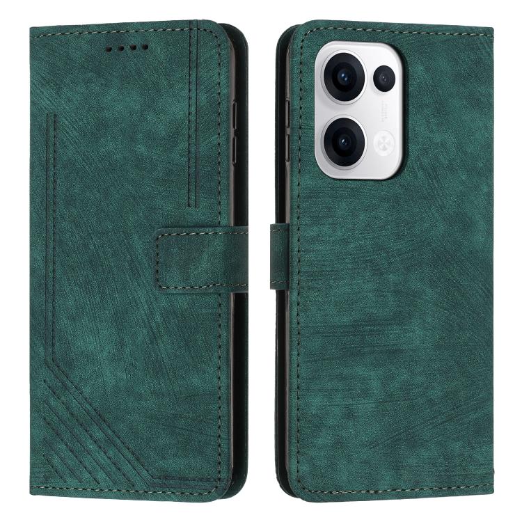 Skin Feel Stripe Pattern Leather Phone Case with Lanyard, For OPPO A5 Pro 5G Global, For OPPO Reno13 Pro Global, For OPPO Reno13 5G Global, For OPPO Reno12 Pro Global
