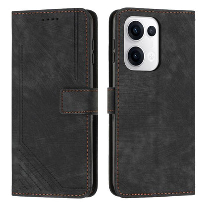 Skin Feel Stripe Pattern Leather Phone Case with Long Lanyard