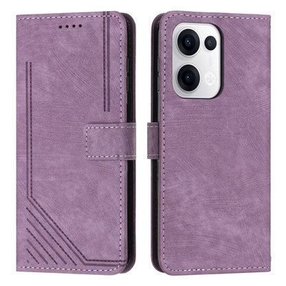 Skin Feel Stripe Pattern Leather Phone Case with Lanyard, For OPPO A5 Pro 5G Global, For OPPO Reno13 Pro Global, For OPPO Reno13 5G Global, For OPPO Reno12 Pro Global