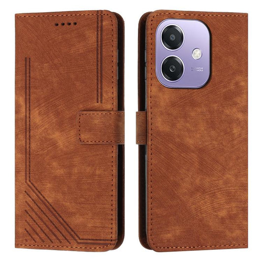 Skin Feel Stripe Pattern Leather Phone Case with Lanyard, For OPPO A5x 5G Global, For OPPO Reno14 Pro Global, For OPPO A5 Pro 5G Global, For OPPO Reno13 Pro Global