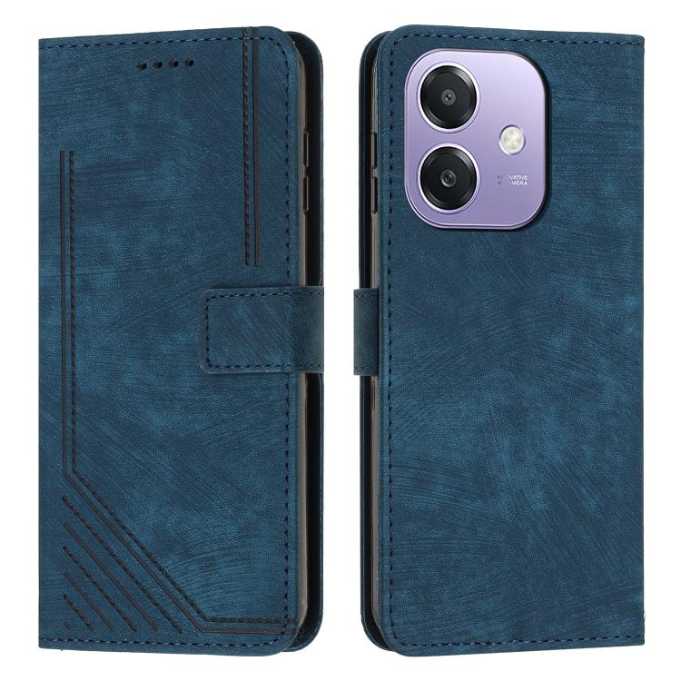 Skin Feel Stripe Pattern Leather Phone Case with Lanyard, For OPPO F31 5G / A6 Pro Global 5G, For OPPO Reno14 Global / Reno14 F 5G, For OPPO A5x 5G Global, For OPPO Reno14 Pro Global
