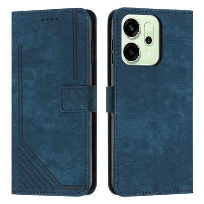 Skin Feel Stripe Pattern Leather Phone Case with Lanyard, For OPPO F31 5G / A6 Pro Global 5G, For OPPO Reno14 Global / Reno14 F 5G, For OPPO A5x 5G Global, For OPPO Reno14 Pro Global