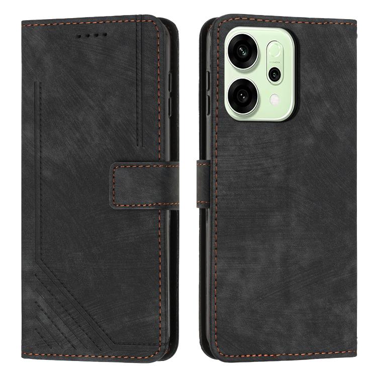 Skin Feel Stripe Pattern Leather Phone Case with Lanyard, For OPPO F31 5G / A6 Pro Global 5G, For OPPO Reno14 Global / Reno14 F 5G, For OPPO A5x 5G Global, For OPPO Reno14 Pro Global