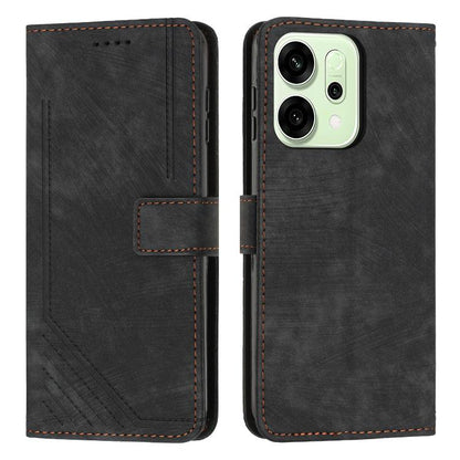 Skin Feel Stripe Pattern Leather Phone Case with Lanyard, For OPPO F31 5G / A6 Pro Global 5G, For OPPO Reno14 Global / Reno14 F 5G, For OPPO A5x 5G Global, For OPPO Reno14 Pro Global